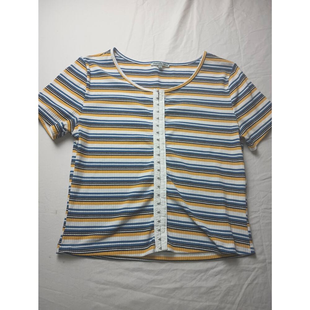 Charlotte Russe Women Blouse Stripped Snap Close Rori Gilmore Women Large Y2K